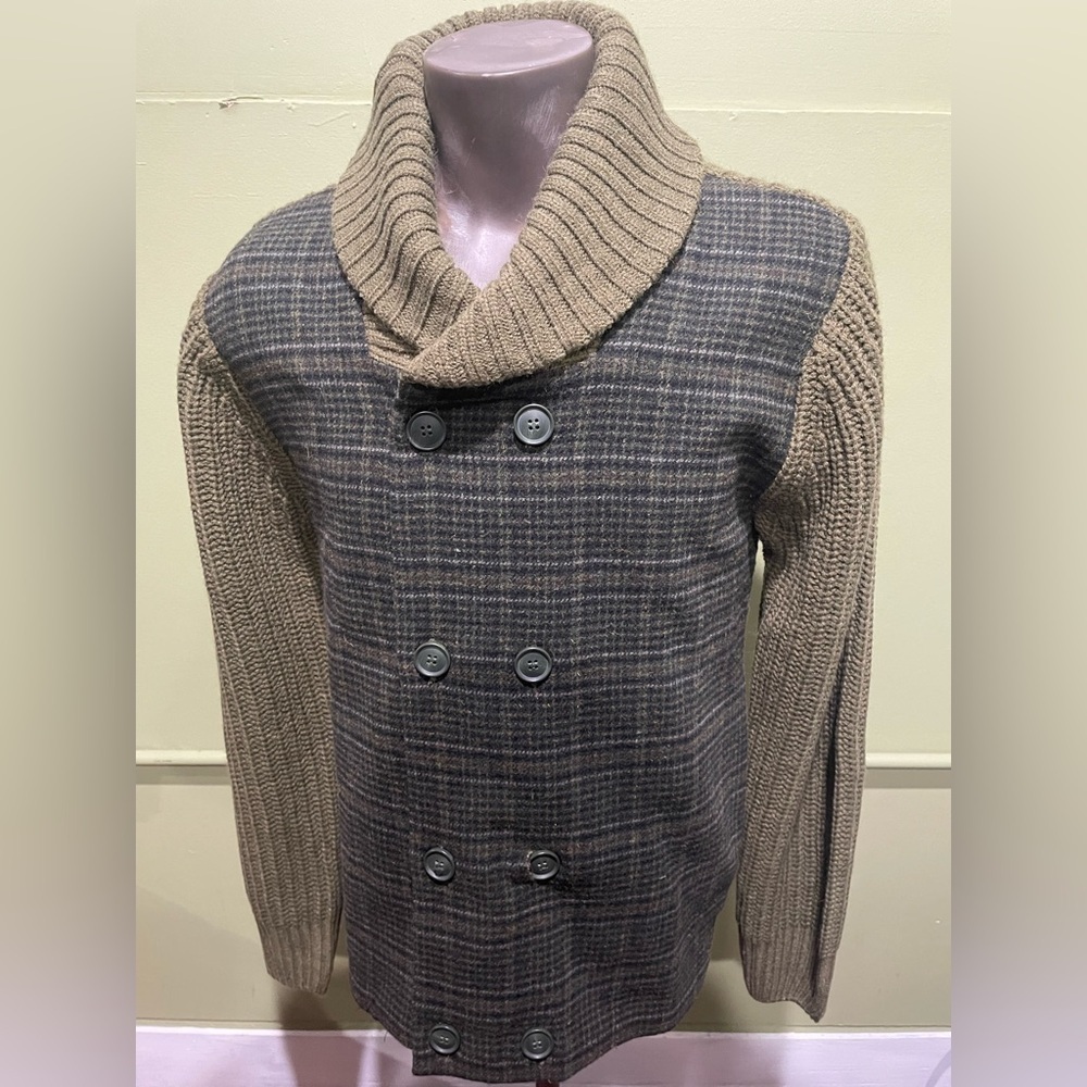 Lavane sweater double breasted olive Shawneck regular fit